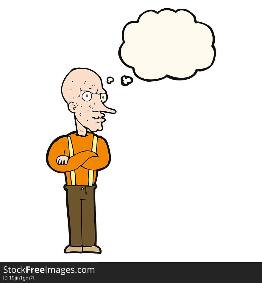 Cartoon Mean Old Man With Thought Bubble