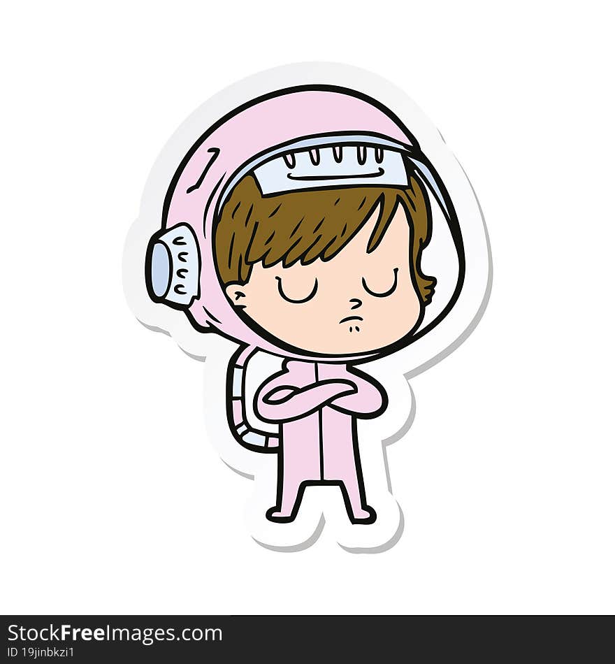 sticker of a cartoon astronaut woman