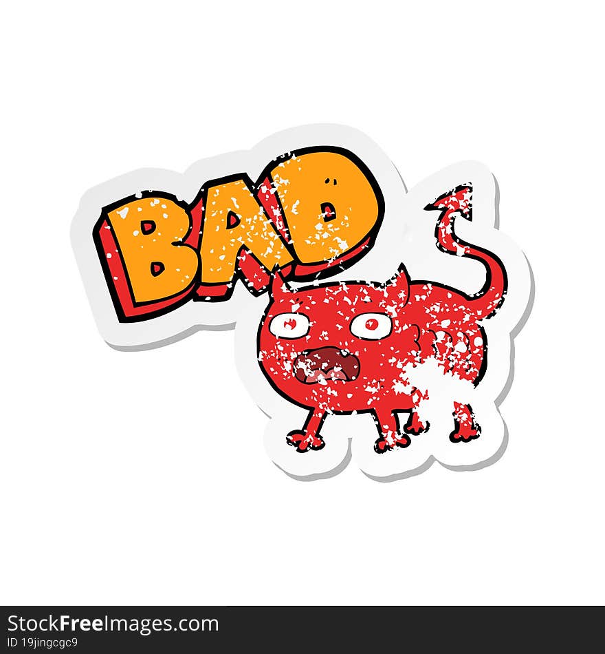 retro distressed sticker of a cartoon bad imp