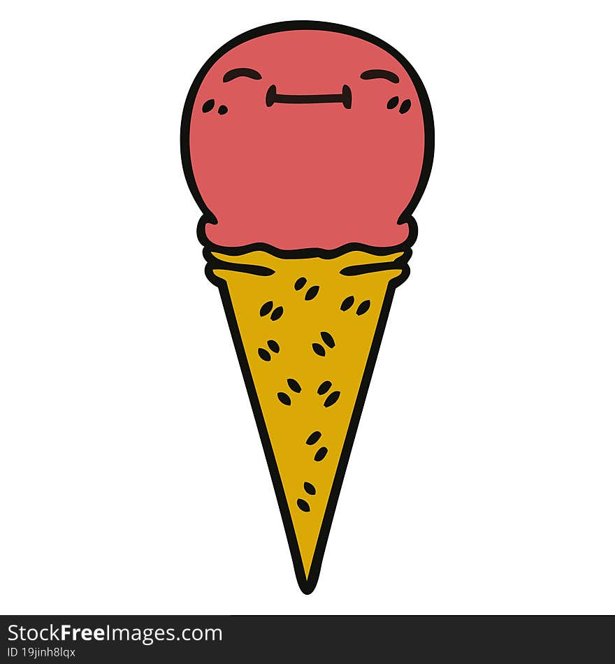 quirky hand drawn cartoon happy ice cream