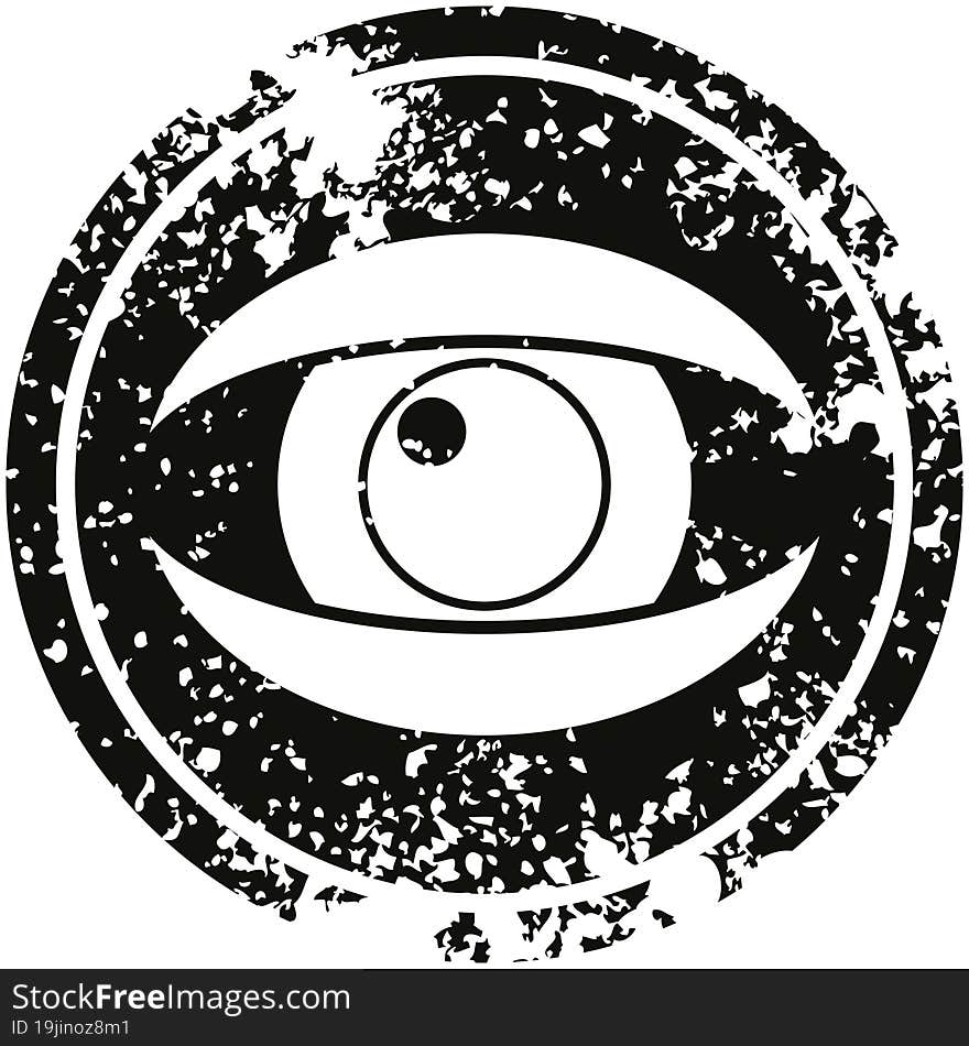 staring eye circular distressed symbol