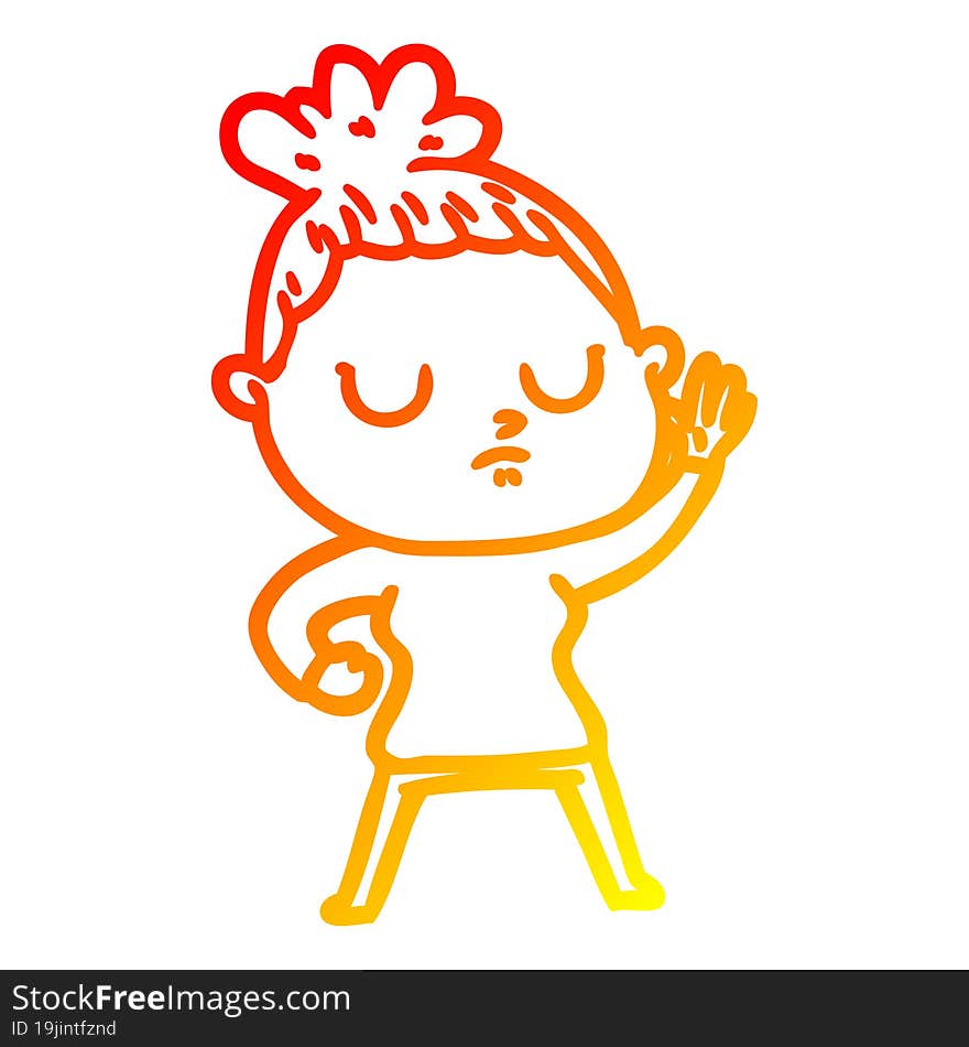 warm gradient line drawing cartoon calm woman