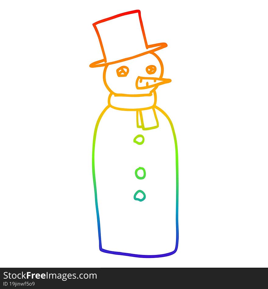 rainbow gradient line drawing cartoon traditional snowman