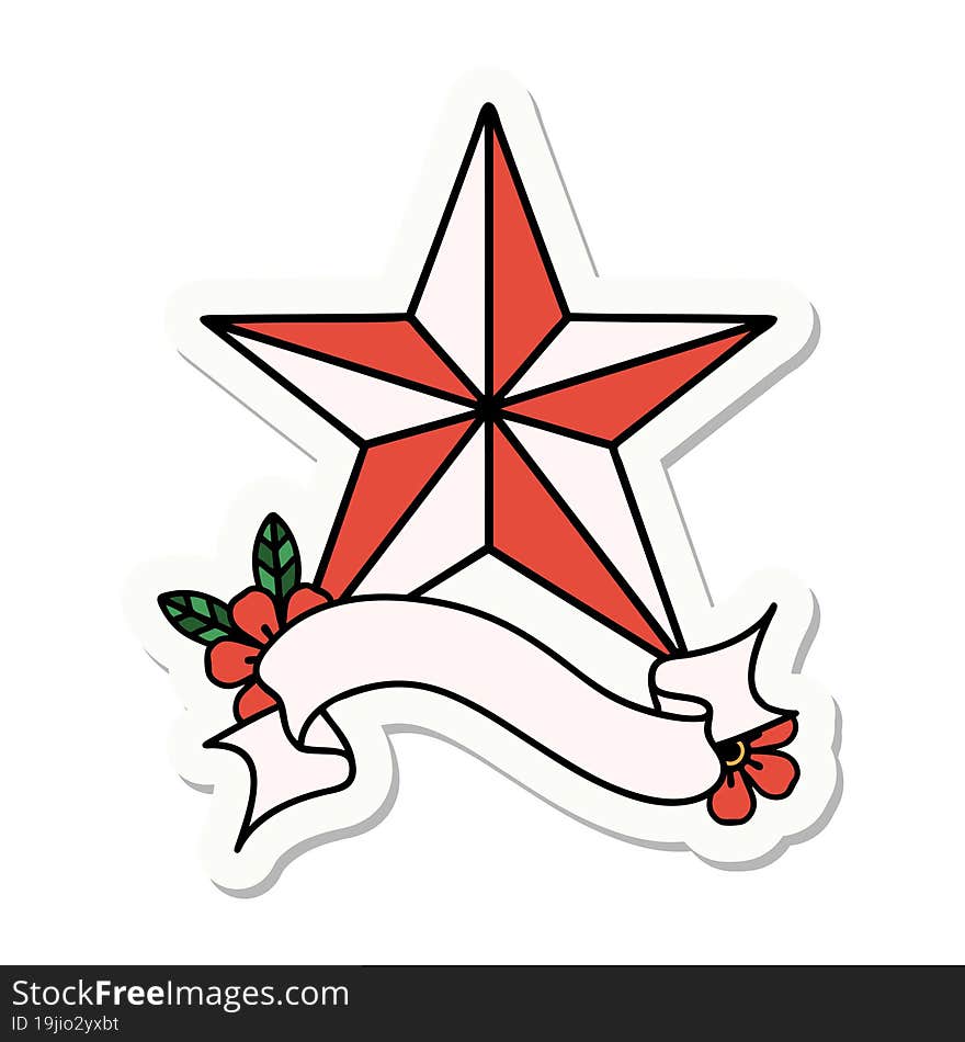 Tattoo Sticker With Banner Of A Star