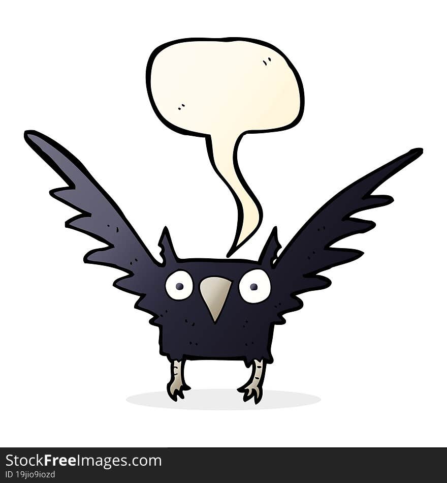 cartoon spooky bird with speech bubble