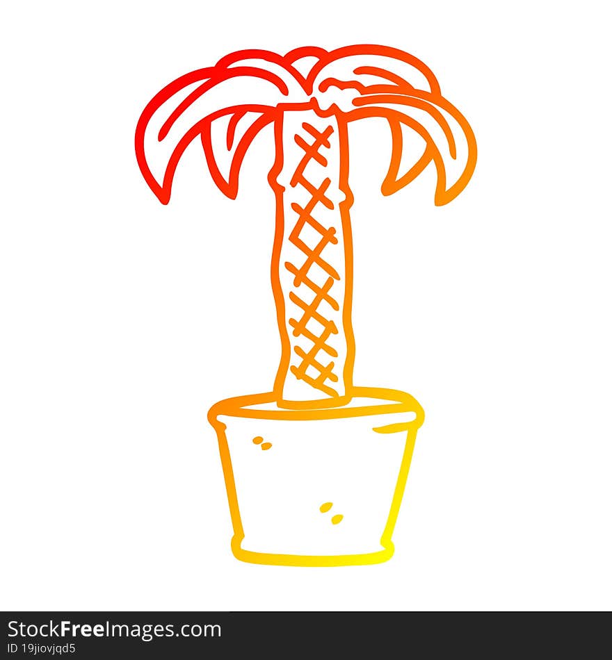 warm gradient line drawing cartoon potted plant