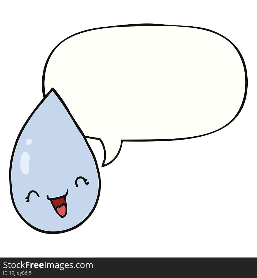 Cartoon Raindrop And Speech Bubble