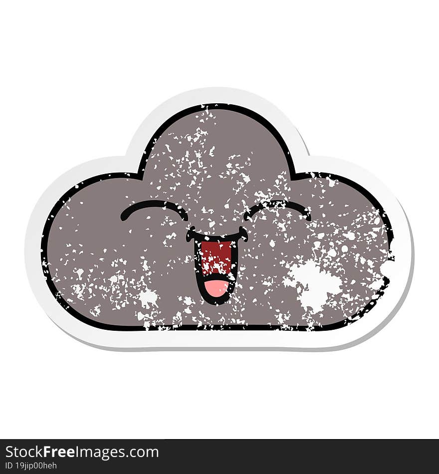 Distressed Sticker Of A Cute Cartoon Storm Cloud