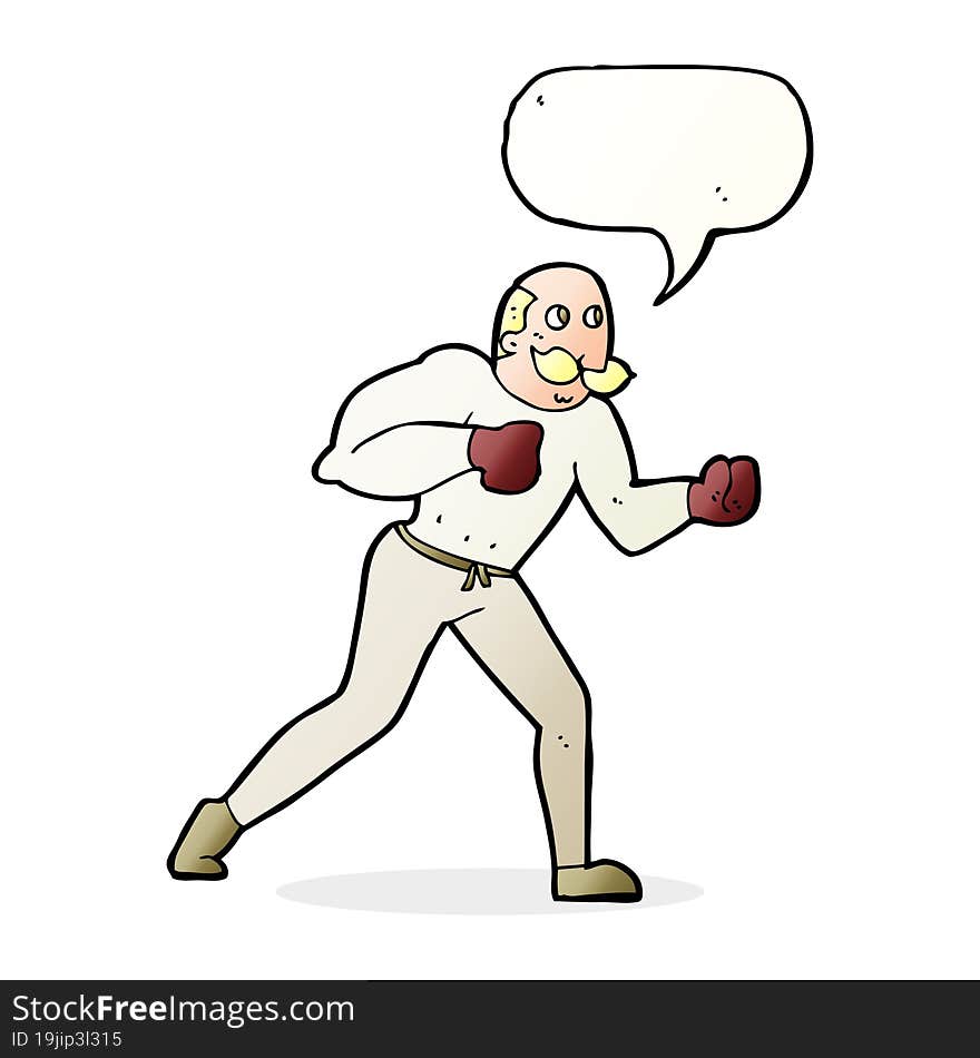 cartoon retro boxer man with speech bubble