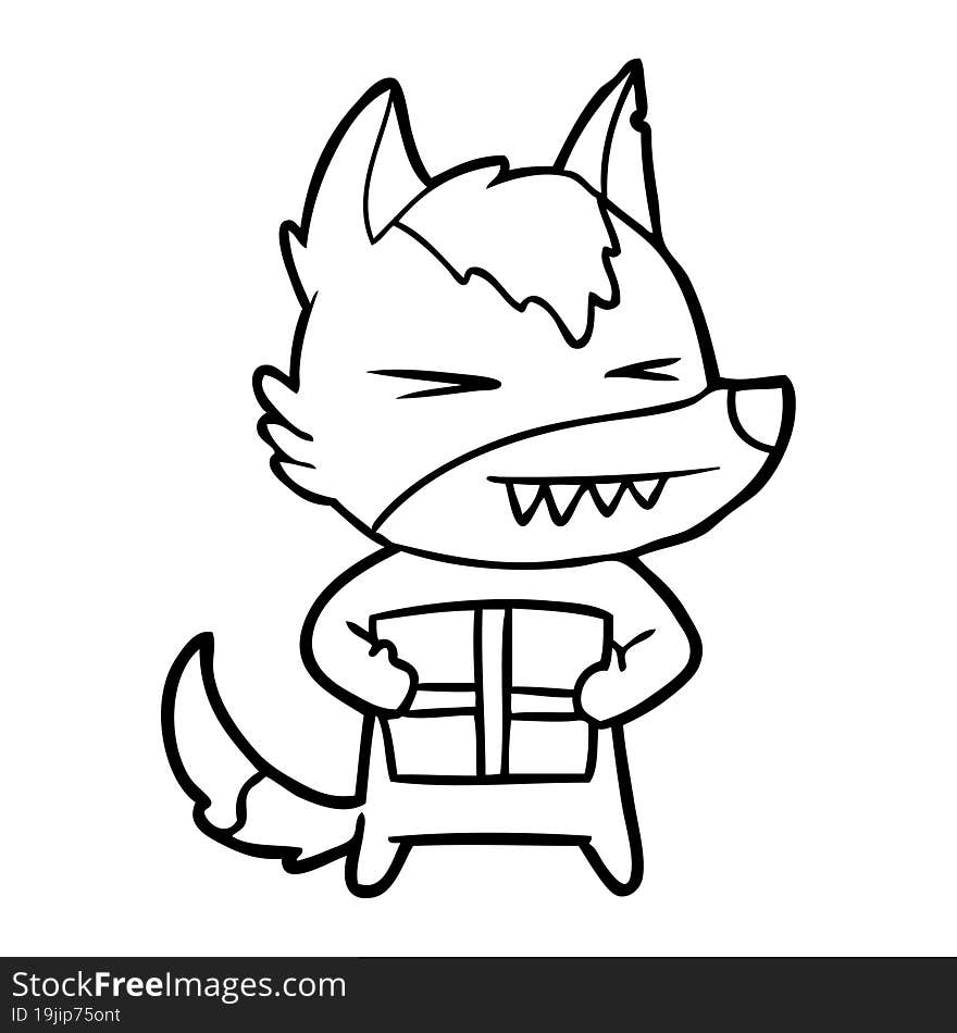 angry christmas wolf cartoon. angry christmas wolf cartoon