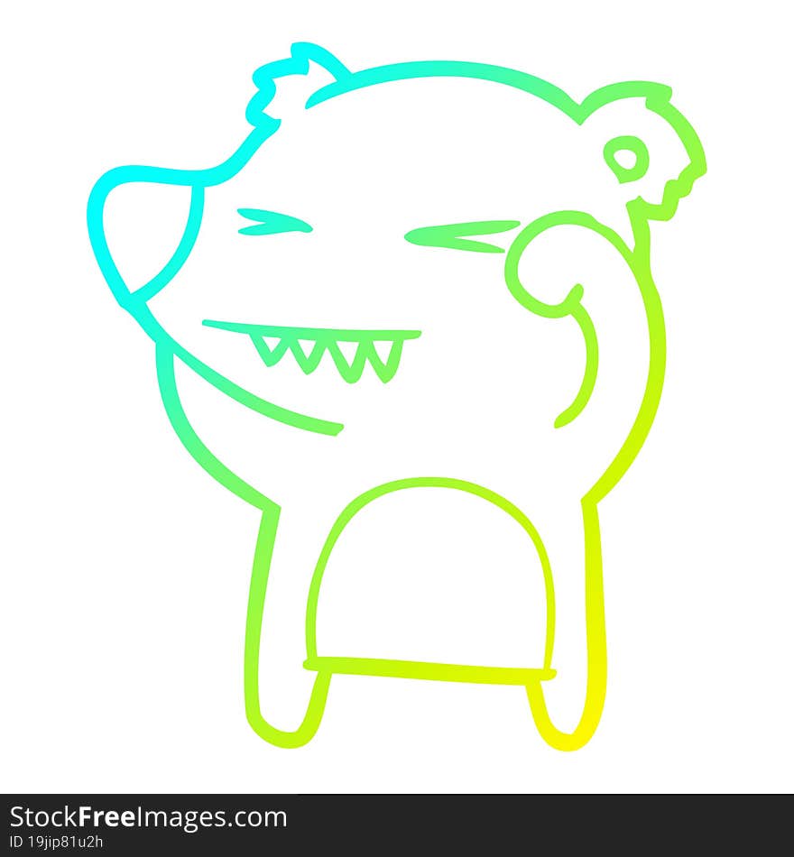 cold gradient line drawing angry bear cartoon