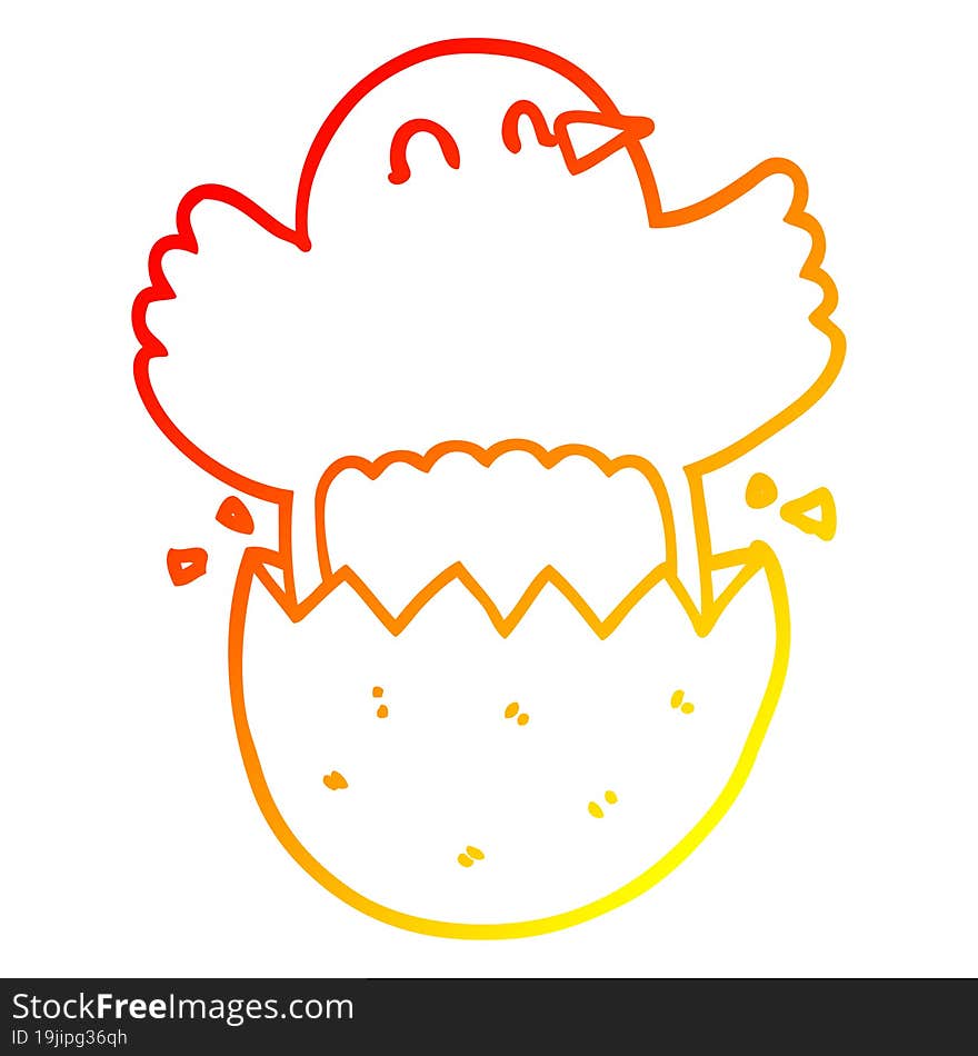 warm gradient line drawing cartoon hatching chicken