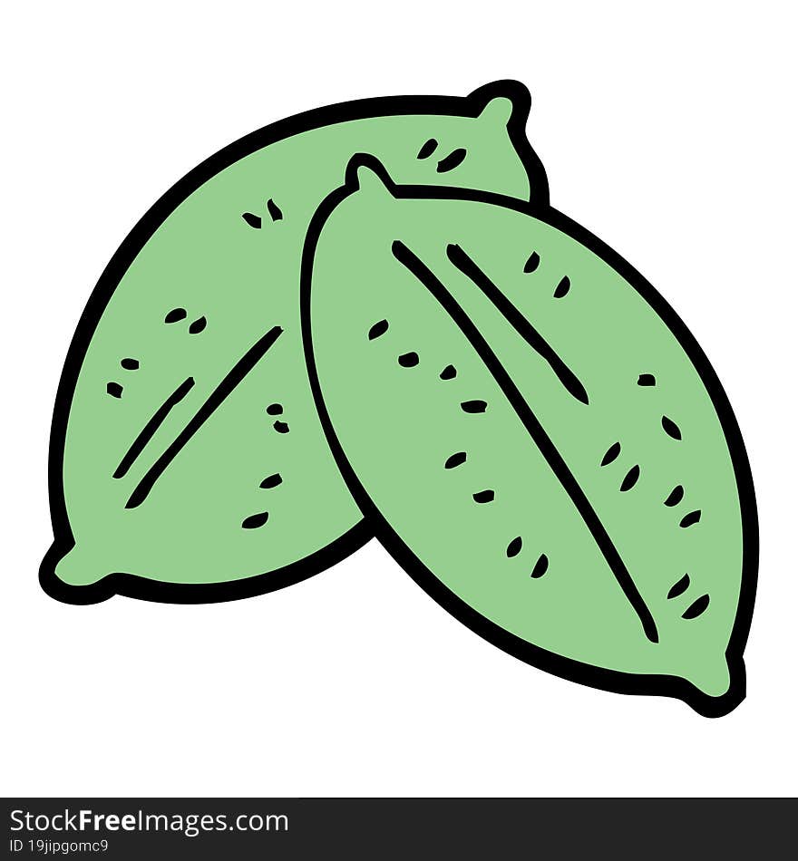 cartoon doodle leaf