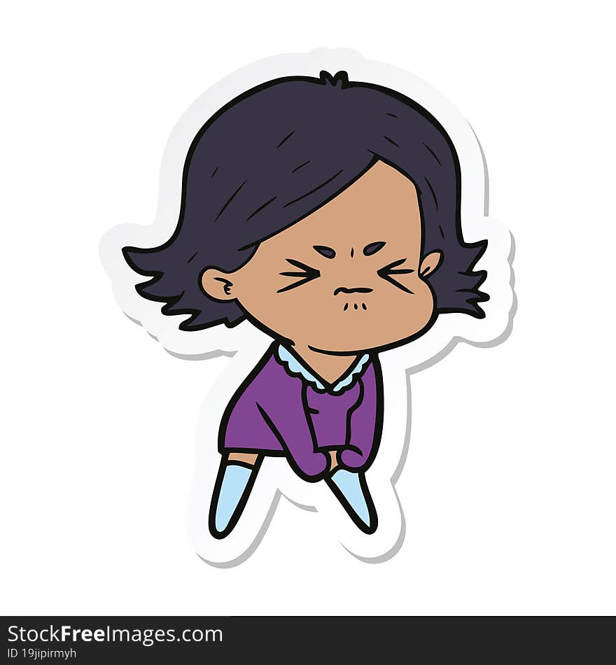 sticker of a cartoon angry woman