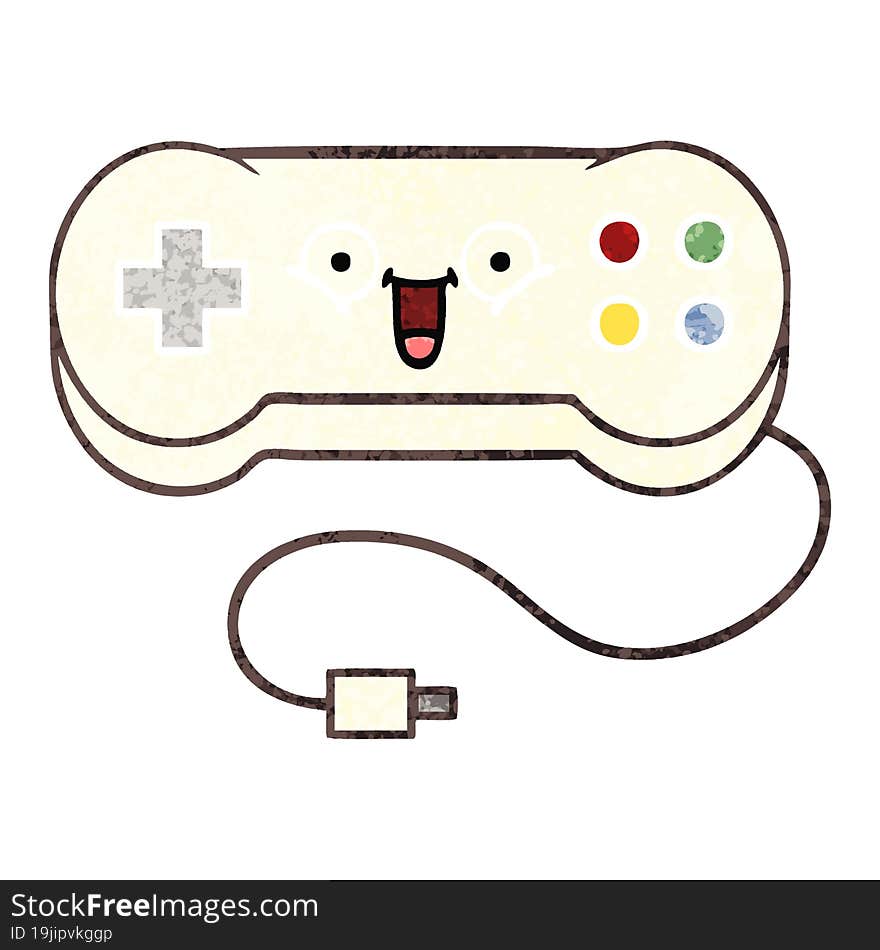 retro illustration style cartoon game controller