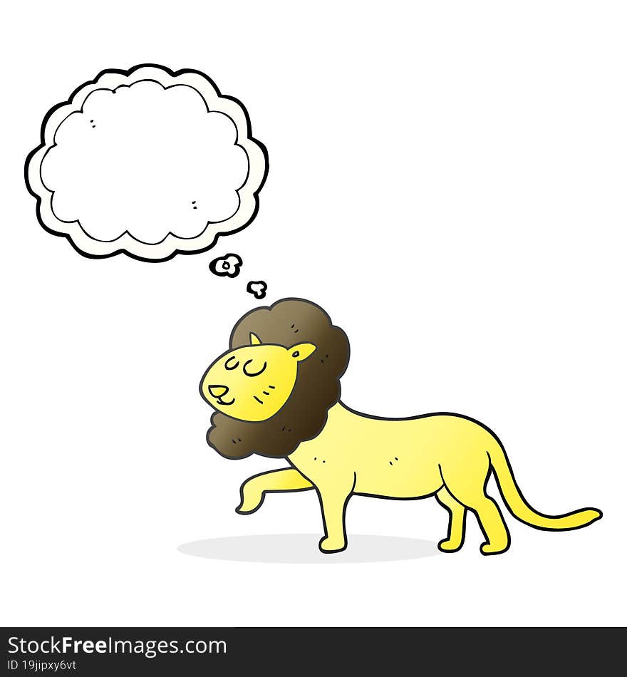 freehand drawn thought bubble cartoon lion