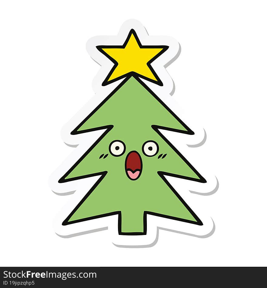 sticker of a cute cartoon christmas tree