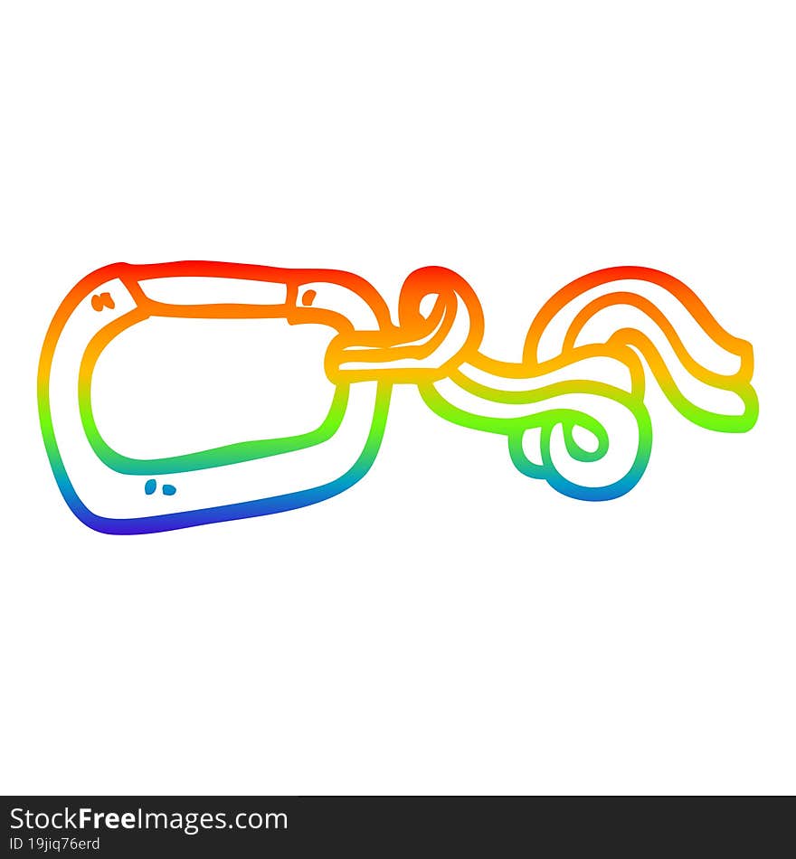 rainbow gradient line drawing of a cartoon clip and rope