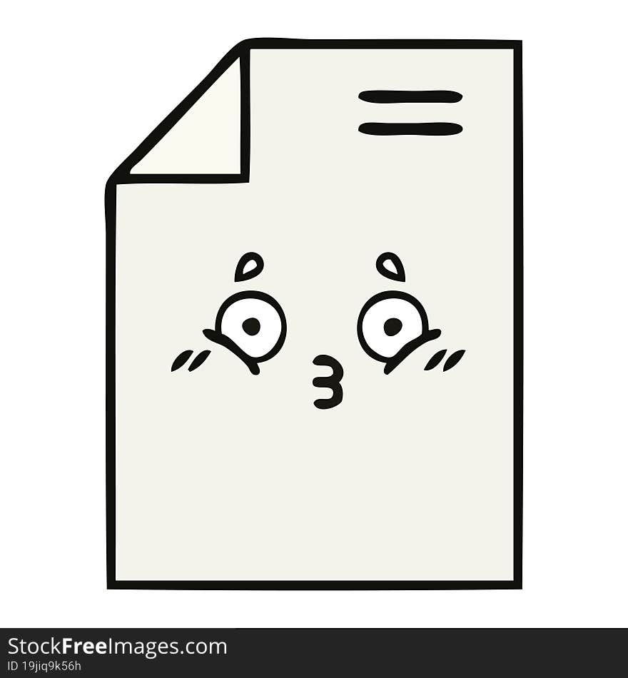 cute cartoon of a sheet of paper. cute cartoon of a sheet of paper