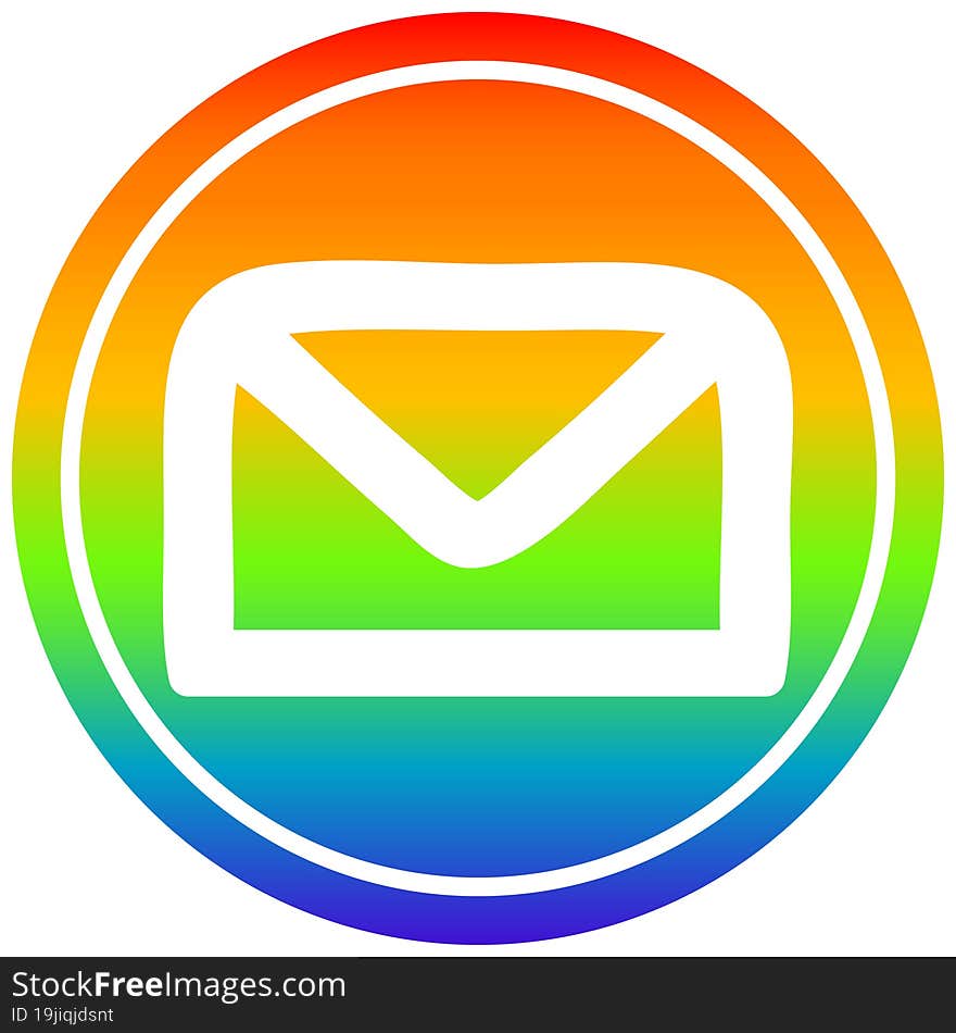 envelope letter circular icon with rainbow gradient finish. envelope letter circular icon with rainbow gradient finish