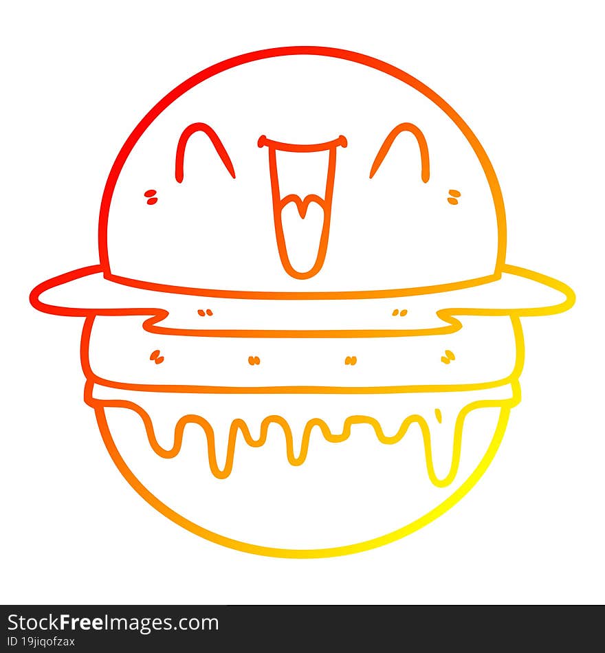 warm gradient line drawing cartoon happy burger