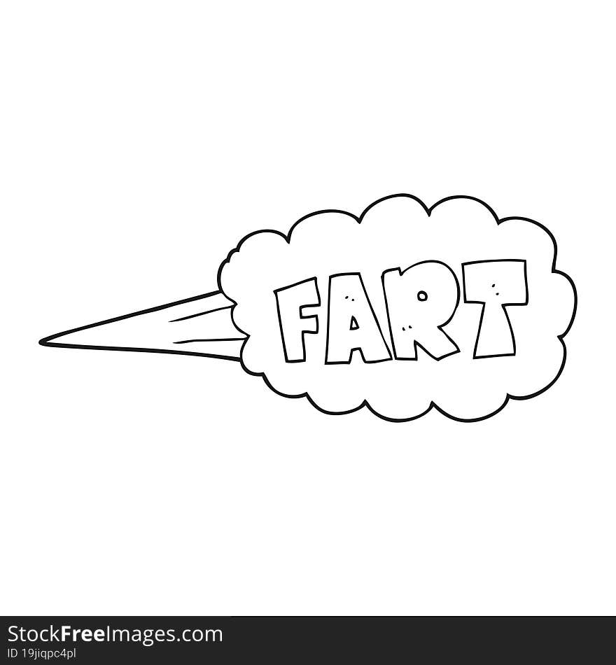 black and white cartoon fart symbol