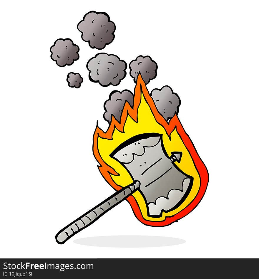 cartoon flaming axe