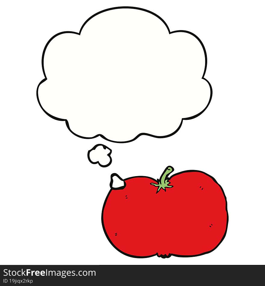 cartoon tomato and thought bubble