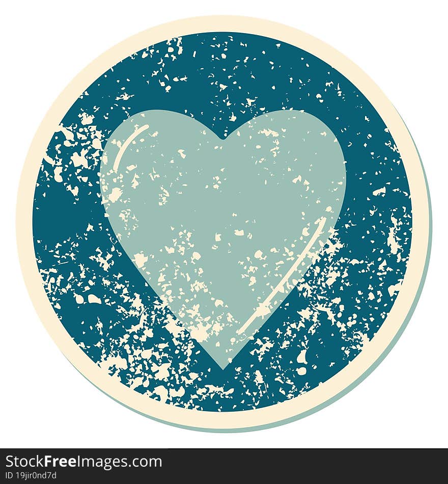 iconic distressed sticker tattoo style image of a heart. iconic distressed sticker tattoo style image of a heart