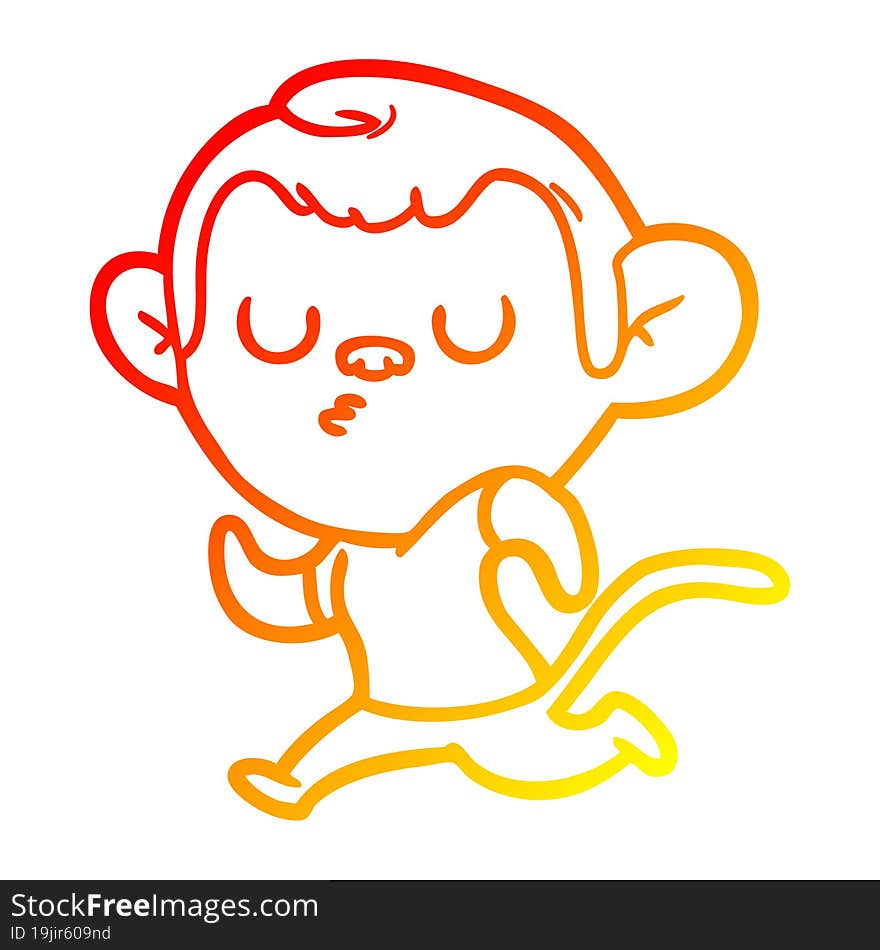 warm gradient line drawing of a cartoon monkey