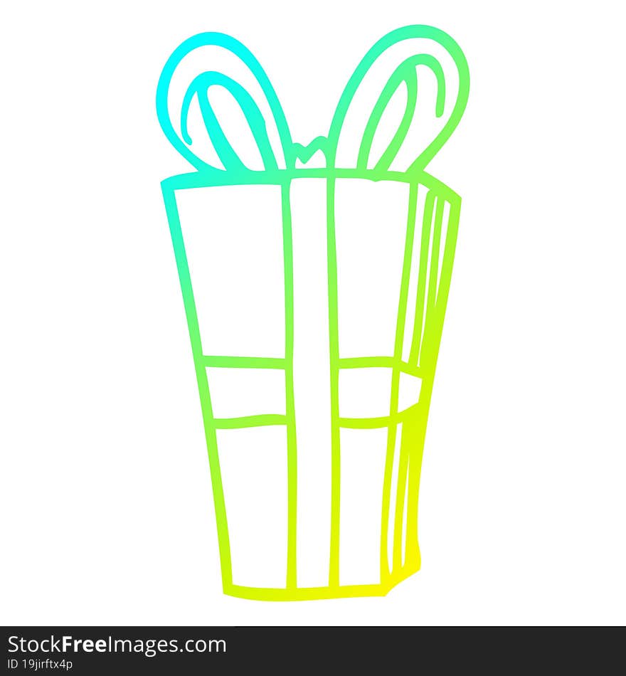 cold gradient line drawing cartoon wrapped present