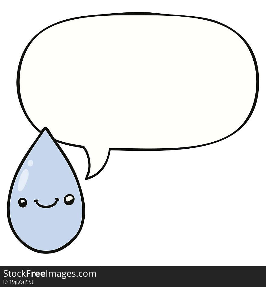 cartoon cute raindrop and speech bubble