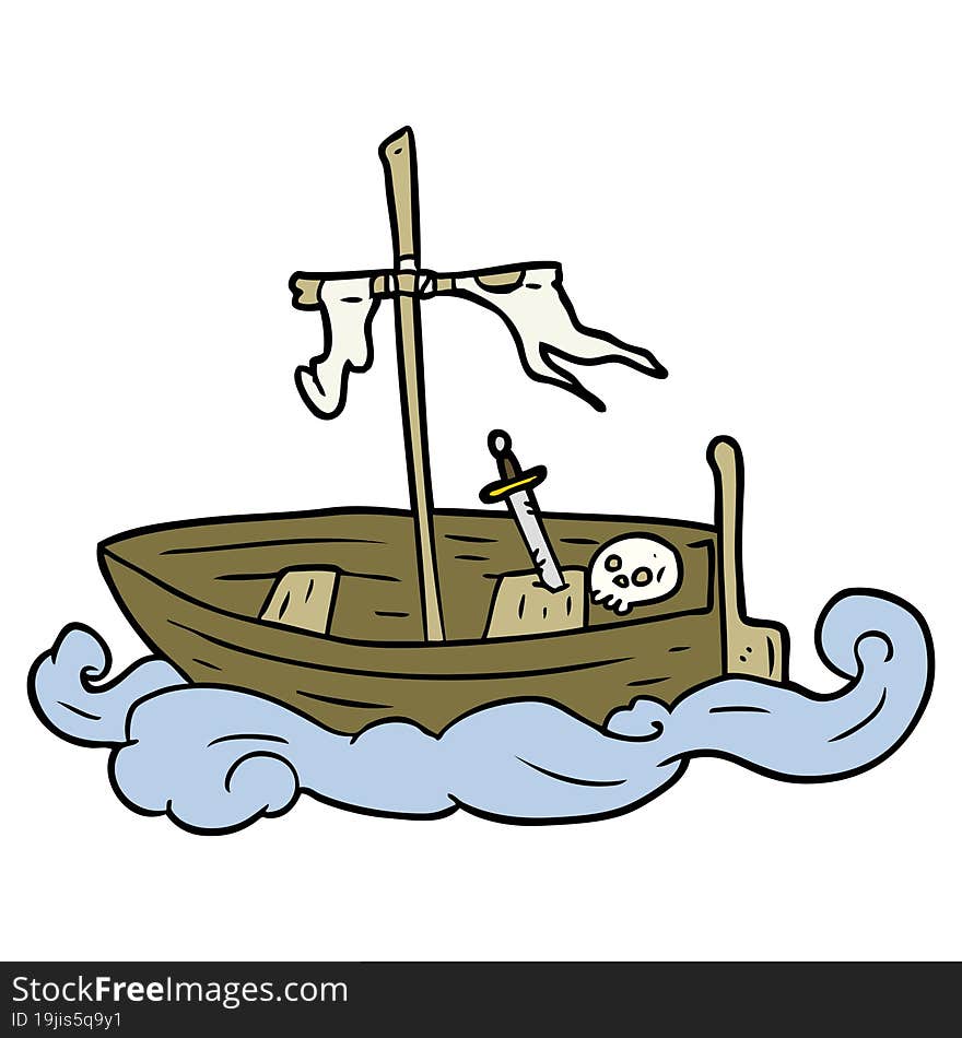 cartoon old shipwrecked boat. cartoon old shipwrecked boat