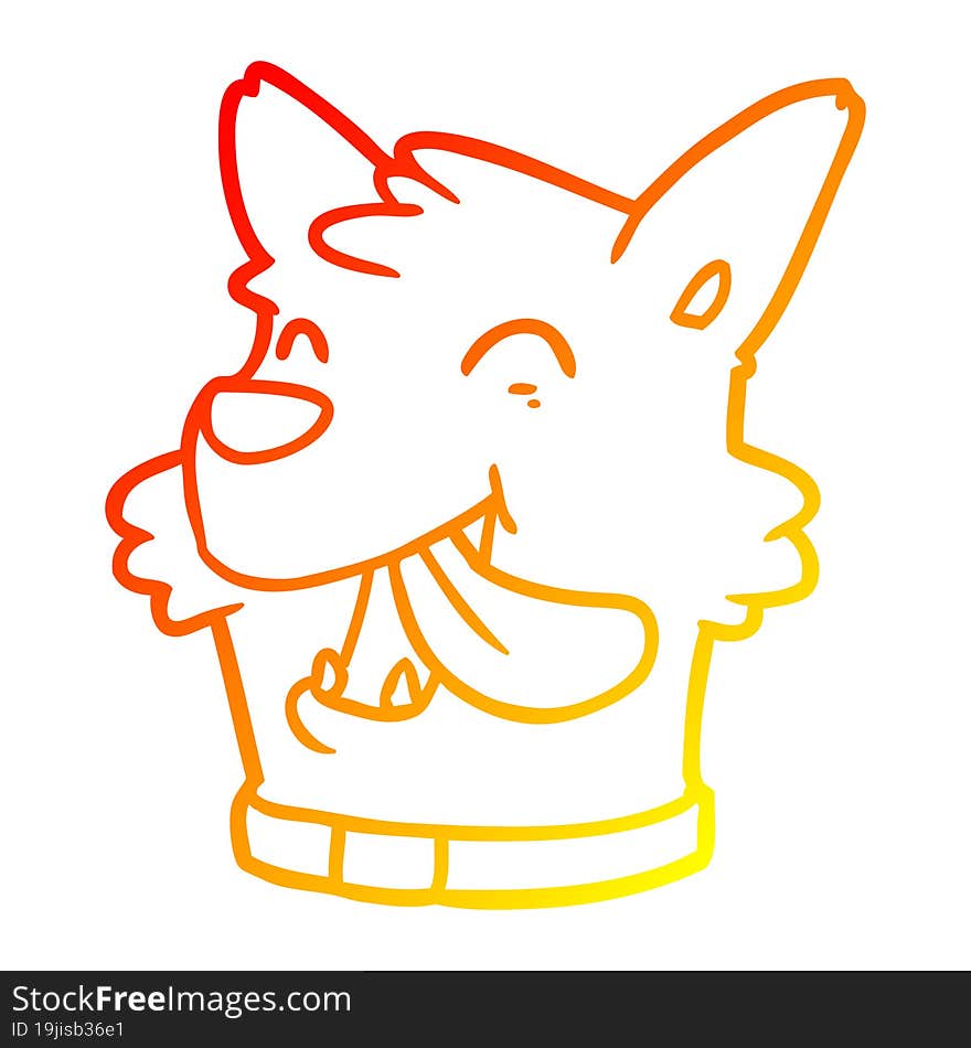 warm gradient line drawing cartoon happy dog face