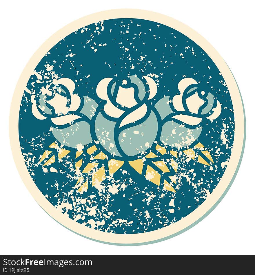 distressed sticker tattoo style icon of a bouquet of flowers