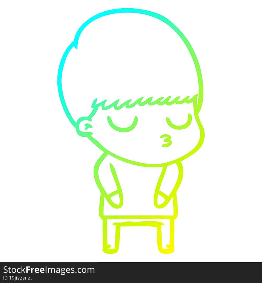 cold gradient line drawing cartoon calm boy