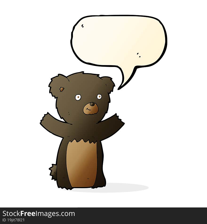 cartoon black bear cub with speech bubble