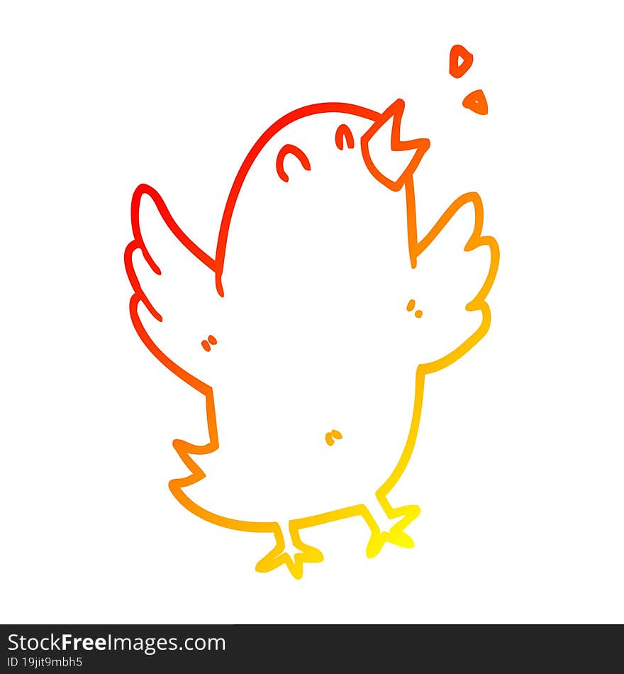 warm gradient line drawing of a cartoon bird singing