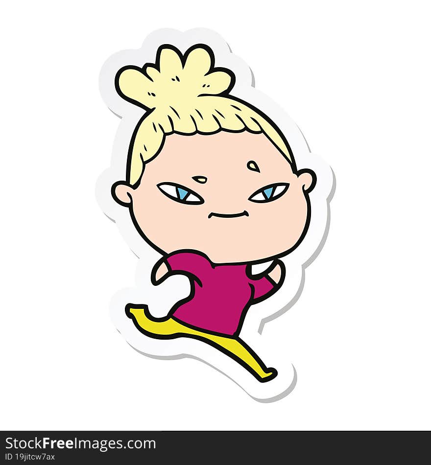 sticker of a cartoon woman