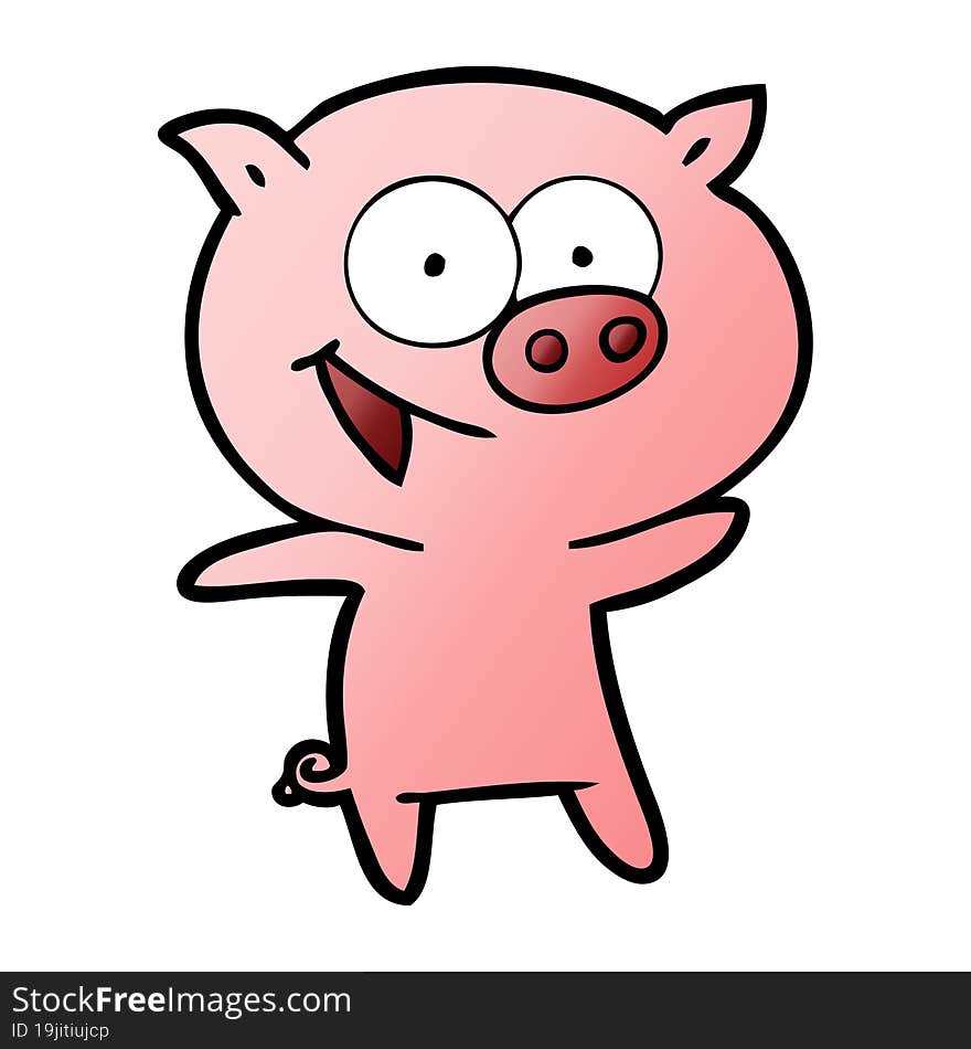 cheerful pig cartoon. cheerful pig cartoon