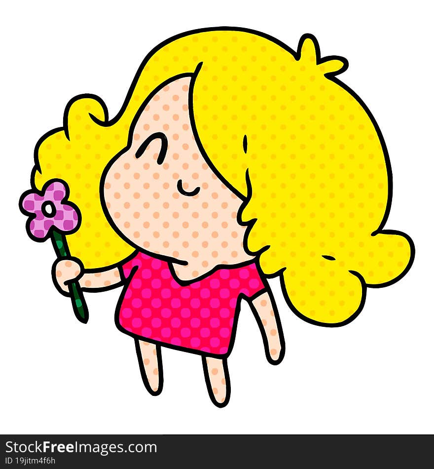 cartoon illustration of a cute kawaii girl. cartoon illustration of a cute kawaii girl