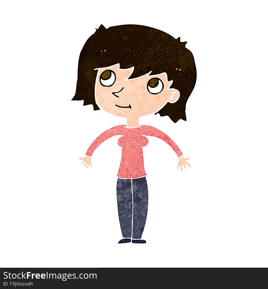 cartoon woman shrugging