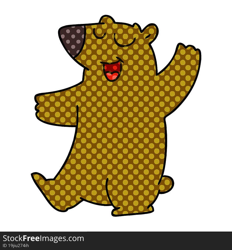 Quirky Comic Book Style Cartoon Bear