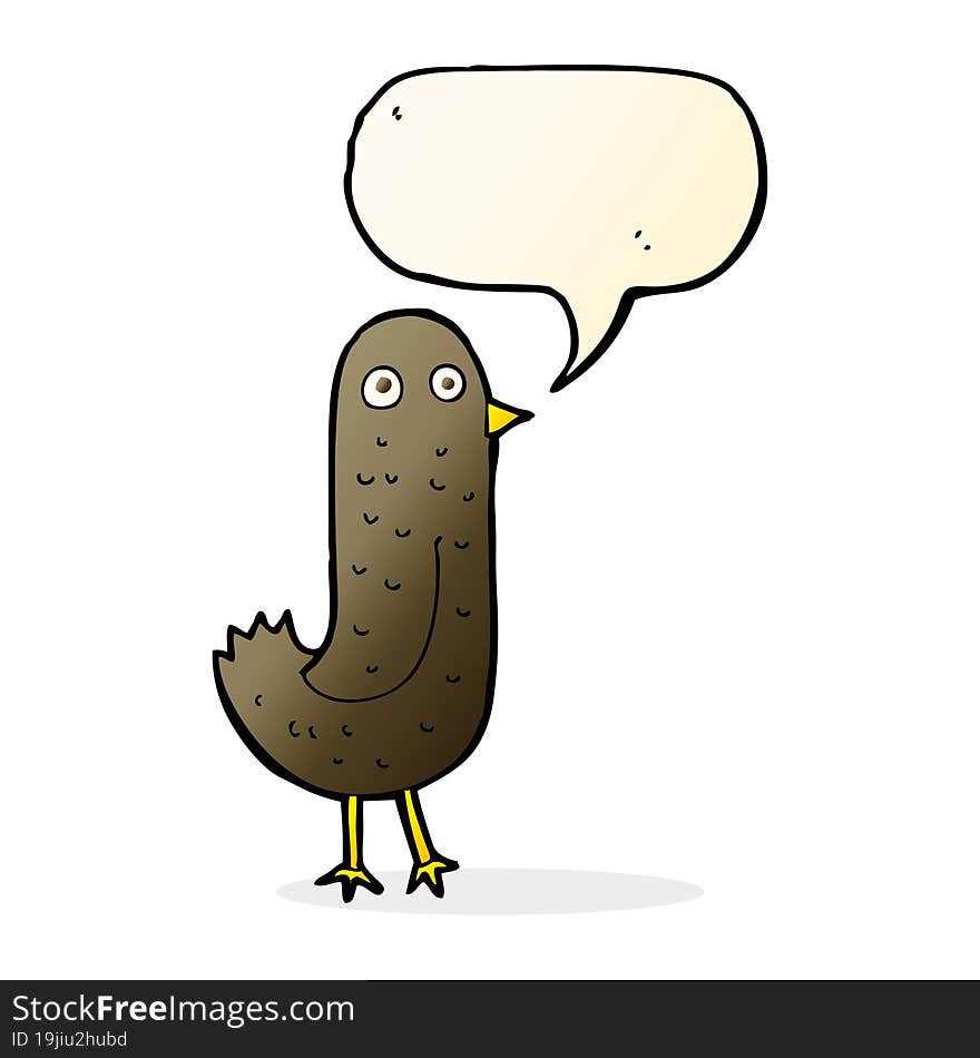 funny cartoon bird with speech bubble