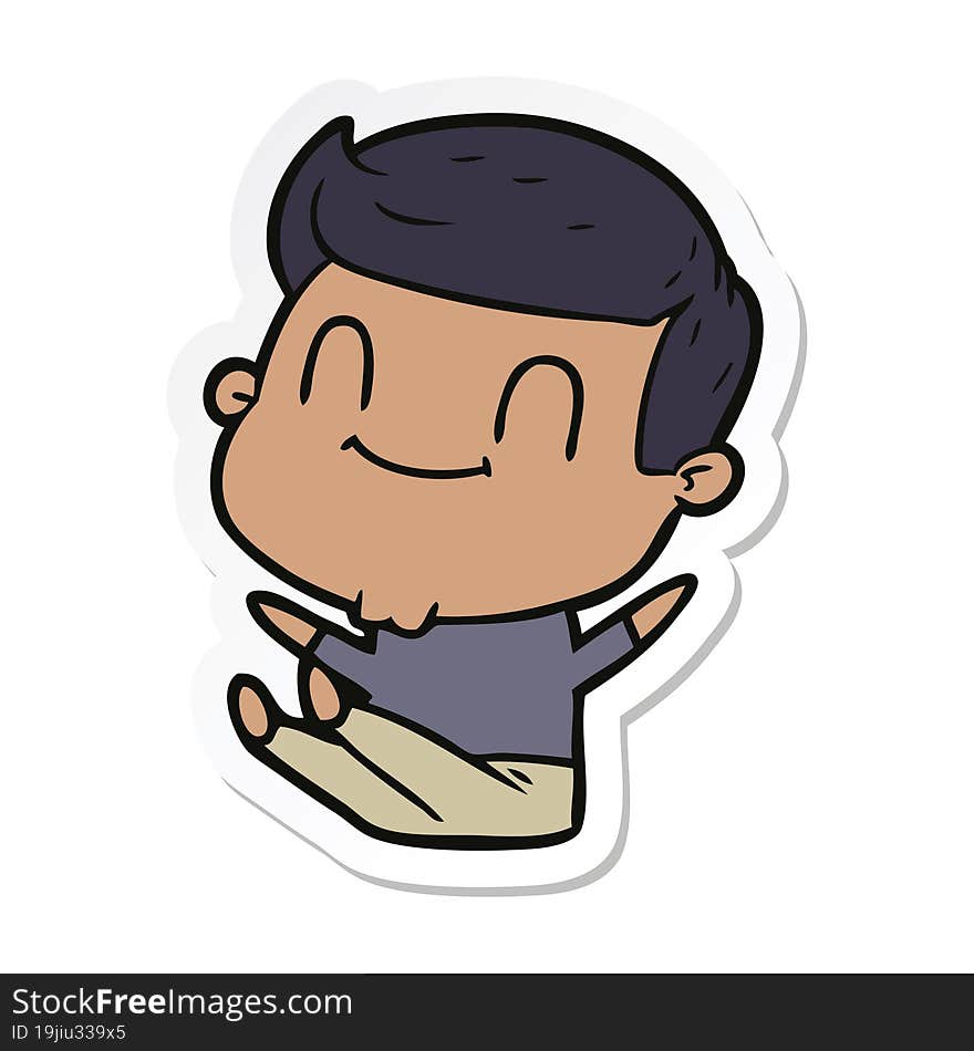 Sticker Of A Cartoon Friendly Man