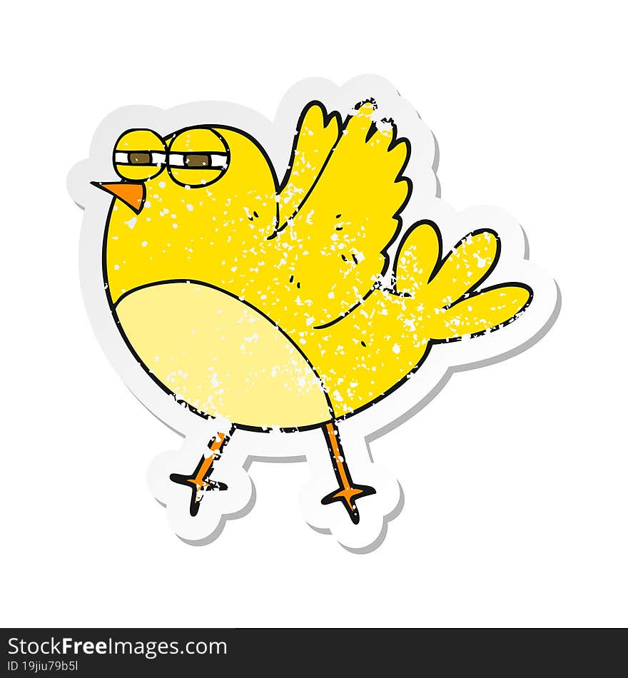 retro distressed sticker of a cartoon bird