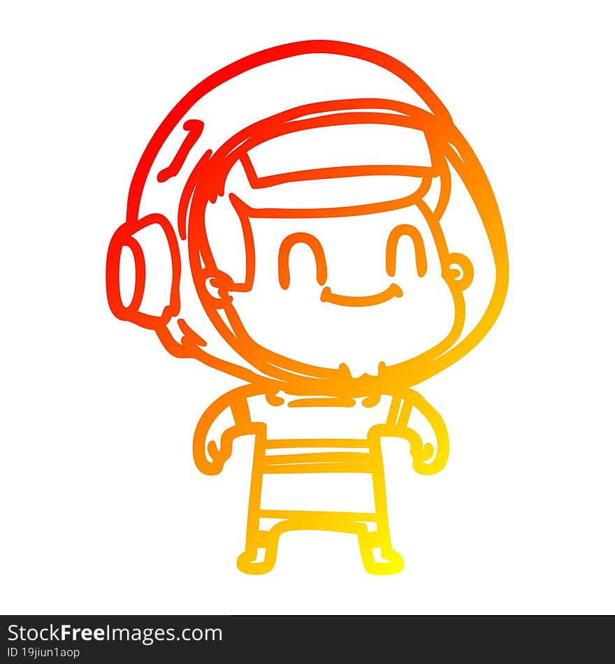 warm gradient line drawing happy cartoon astronaut man