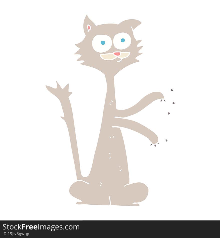 flat color illustration of cat scratching. flat color illustration of cat scratching