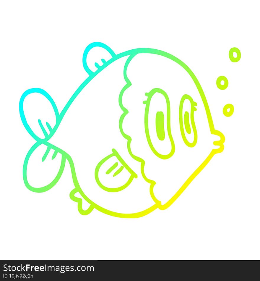 cold gradient line drawing cartoon fish