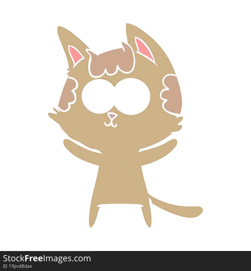 happy flat color style cartoon cat